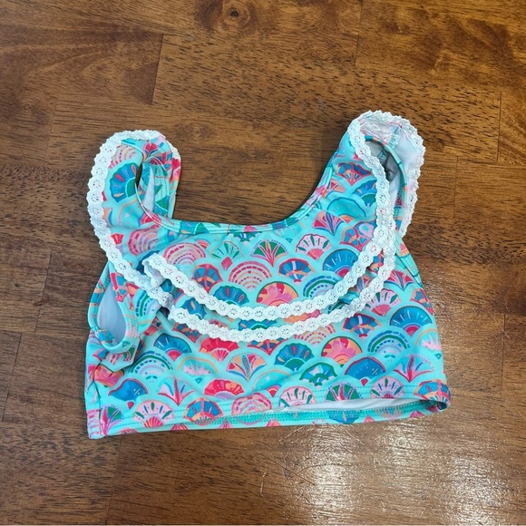 SweetHoney Floral Scallop swim top blue pink multi color size 5 - Picture 1 of 4